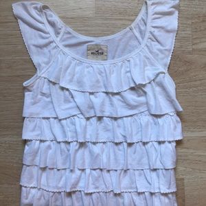 White Ruffle Hollister Top